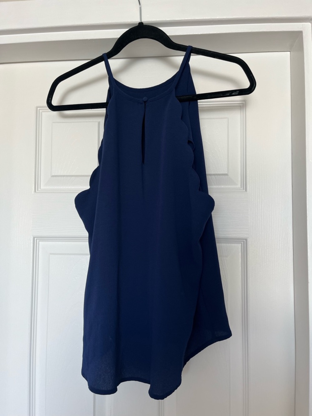 Navy Halter Ruffle Sleeveless Top - Picture 2 of 2